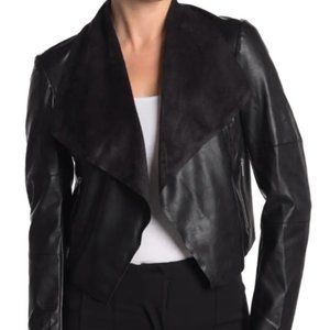 NWOT Ookie & Lala Faux Leather Drape Jacket